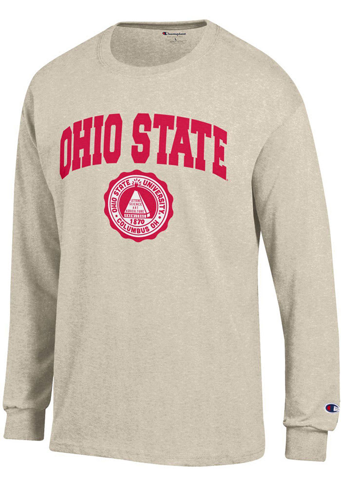 Champion Ohio State Buckeyes Oatmeal Arch Mascot Long Sleeve T Shirt