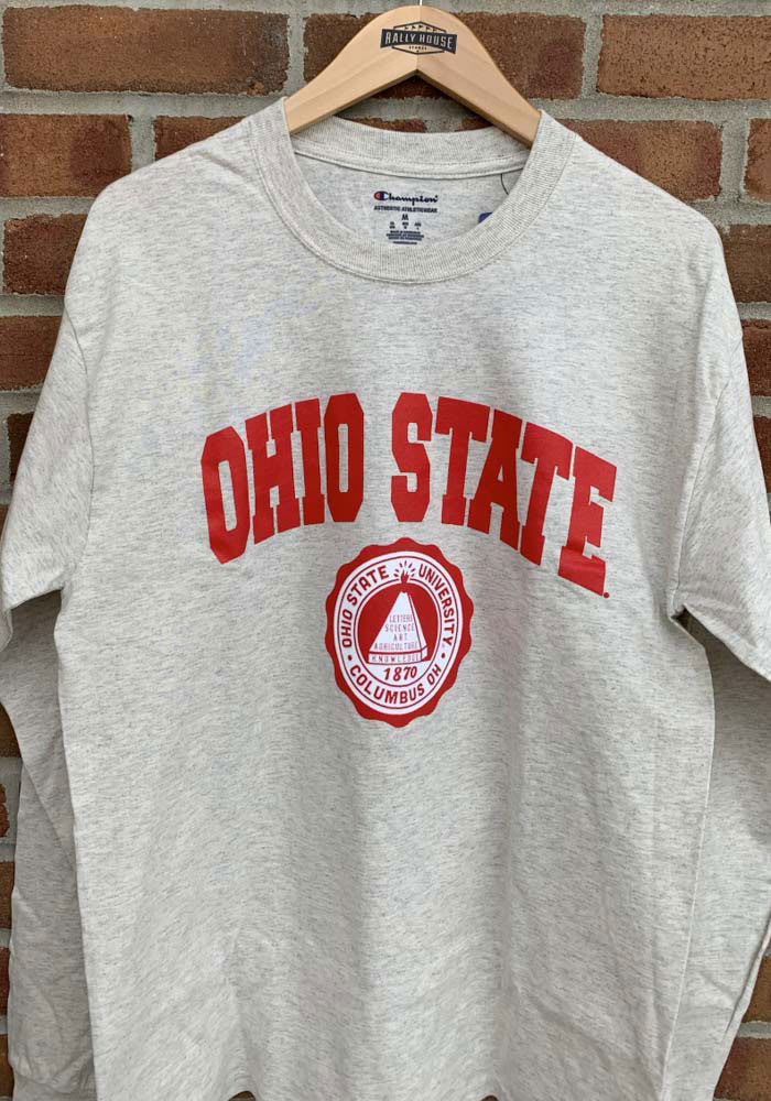 Champion Ohio State Buckeyes Oatmeal Arch Mascot Long Sleeve T Shirt