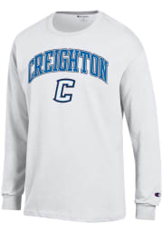 Champion Creighton Bluejays White Arch Mascot Long Sleeve T Shirt