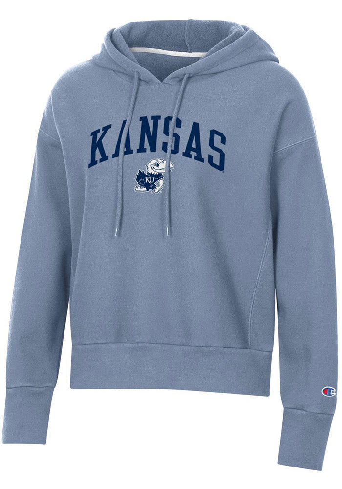 Champion Kansas Jayhawks Womens Light Blue Reverse Weave Fleece Hooded Sweatshirt