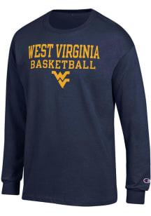 Champion West Virginia Mountaineers Navy Blue Basketball Long Sleeve T Shirt