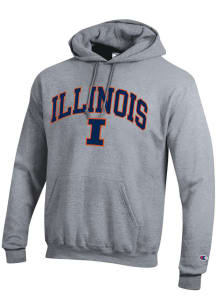 Mens Illinois Fighting Illini Grey Champion Arch Mascot Hooded Sweatshirt