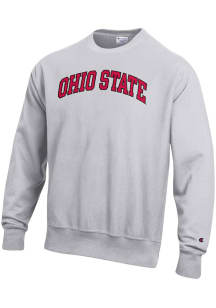 Champion Ohio State Buckeyes Mens Grey Reverse Weave Long Sleeve Crew Sweatshirt