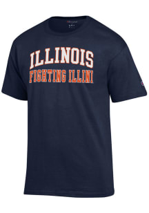 Illinois Fighting Illini Navy Blue Champion Arch Name Short Sleeve T Shirt
