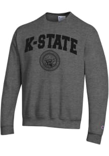 Champion K-State Wildcats Mens Charcoal Tonal Seal Long Sleeve Crew Sweatshirt