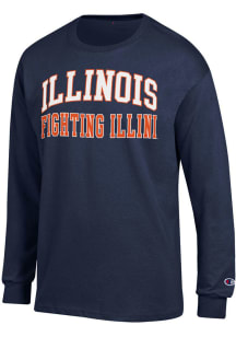 Champion Illinois Fighting Illini Navy Blue Arch Name Long Sleeve T Shirt