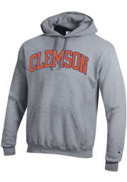 Champion Clemson Tigers Mens Grey Arch Twill Long Sleeve Hoodie