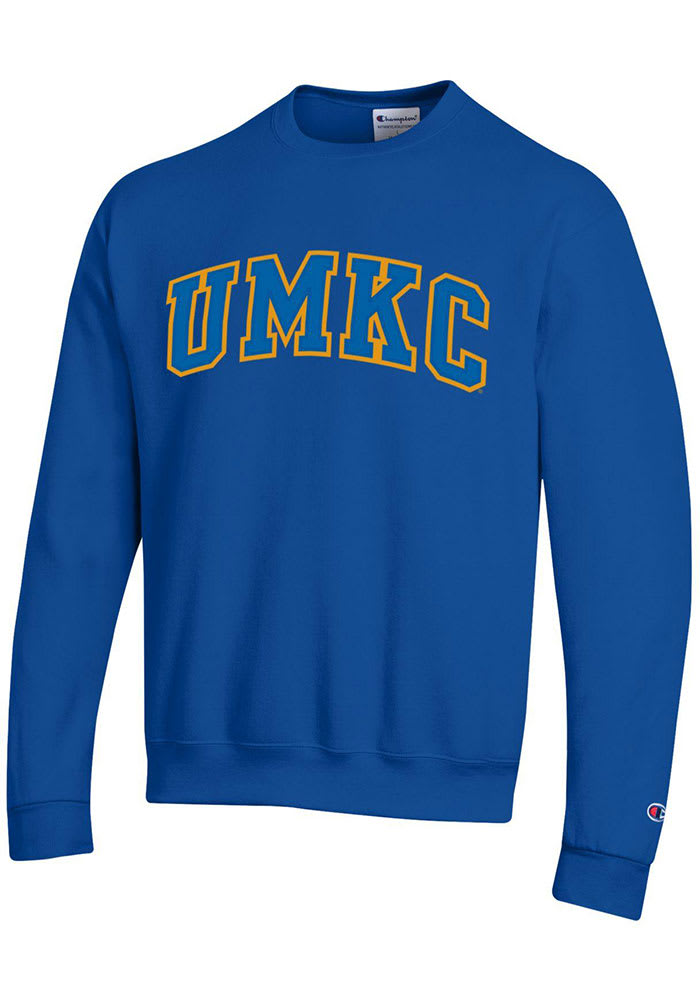 Champion UMKC Roos Mens Blue Twill Powerblend Long Sleeve Crew Sweatshirt