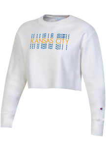 Champion Kansas City Womens White Repeating Wordmark Crew Sweatshirt