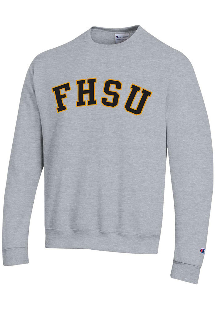 Champion Fort Hays State Tigers Mens Grey Arch Name Long Sleeve Crew Sweatshirt