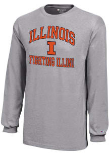 Champion Illinois Fighting Illini Youth Grey Arch Mascot Long Sleeve T-Shirt