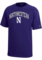 Champion Northwestern Wildcats Youth Purple Arch Mascot Short Sleeve T-Shirt
