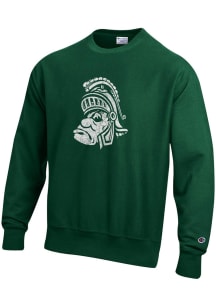 Mens Michigan State Spartans Green Champion Reverse Weave Crew Sweatshirt