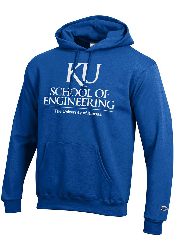 Champion Kansas Jayhawks Mens Blue School of Engineering Long Sleeve Hoodie