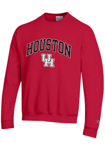 Champion Houston Cougars Mens Red Arch Mascot Powerblend Long Sleeve Crew Sweatshirt