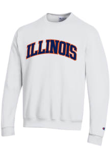 Mens Illinois Fighting Illini White Champion Arch Name Crew Sweatshirt