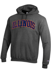 Mens Illinois Fighting Illini Charcoal Champion Arch Name Hooded Sweatshirt