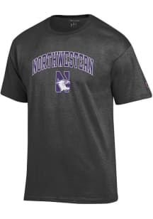 Northwestern Wildcats Charcoal Champion Arch Mascot Short Sleeve T Shirt
