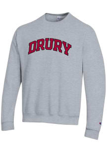 Champion Drury Panthers Mens Grey Arch Name Long Sleeve Crew Sweatshirt
