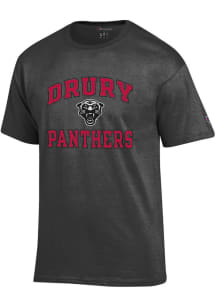 Champion Drury Panthers Charcoal Distressed Short Sleeve T Shirt