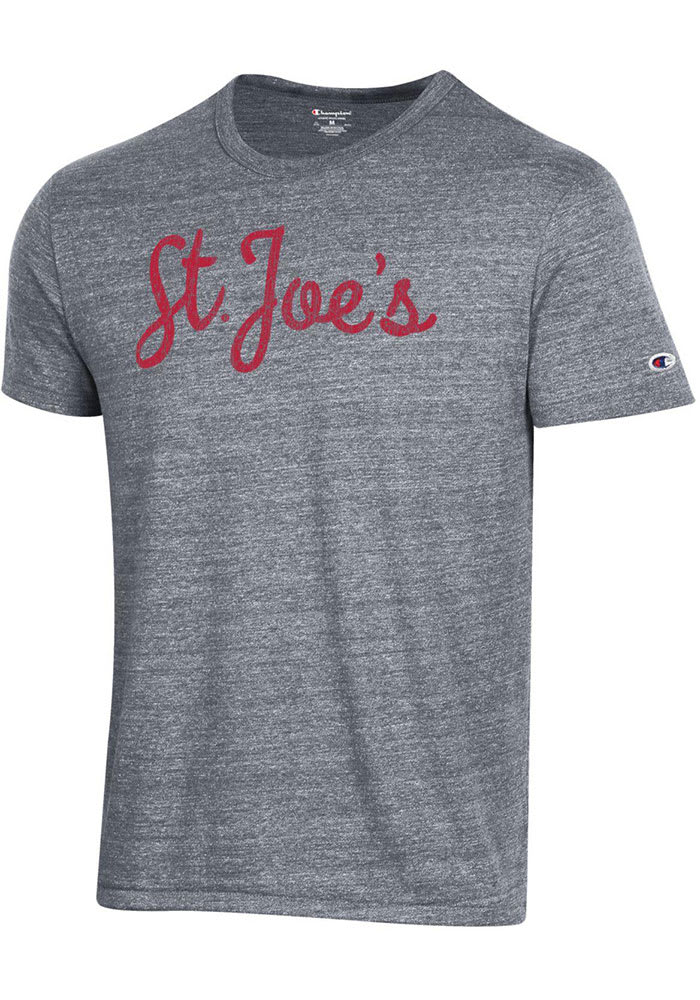 Champion Saint Josephs Hawks Grey Triblend Logo Short Sleeve Fashion T Shirt