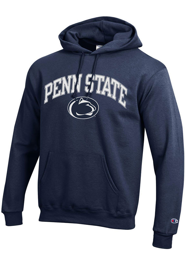 Champion Penn State Nittany Lions Mens Navy Blue Arch Mascot Long Sleeve Hoodie