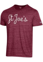 Champion Saint Josephs Hawks Cardinal Triblend Logo Short Sleeve Fashion T Shirt