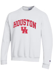 Champion Houston Cougars Mens White Arch Mascot Powerblend Long Sleeve Crew Sweatshirt