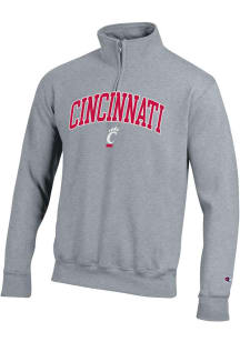 Champion Cincinnati Bearcats Mens Grey Powerblend Long Sleeve 1/4 Zip Pullover