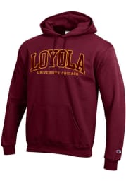 Champion Loyola Ramblers Mens Maroon Arch Name Long Sleeve Hoodie