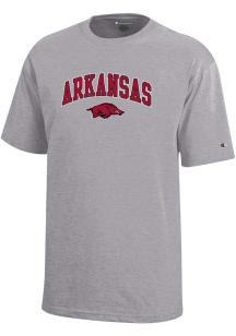 Champion Arkansas Razorbacks Youth Grey Arch Mascot Short Sleeve T-Shirt