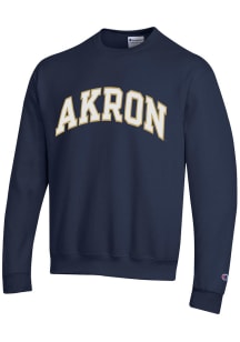 Champion Akron Zips Mens Navy Blue Arch Name Long Sleeve Crew Sweatshirt