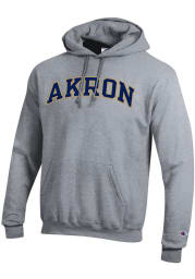 Champion Akron Zips Mens Grey Arch Name Twill Long Sleeve Hoodie