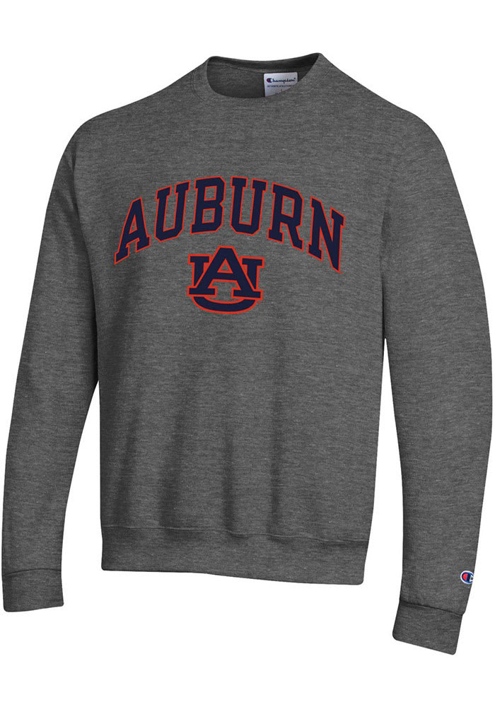 Champion Auburn Tigers Mens Charcoal Arch Mascot Long Sleeve Crew Sweatshirt