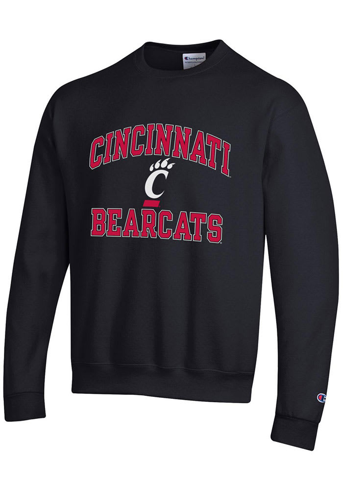 Champion Cincinnati Bearcats Mens Black Number One Design Long Sleeve Crew Sweatshirt
