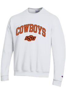 Champion Oklahoma State Cowboys Mens White Arch Name Mascot Long Sleeve Crew Sweatshirt