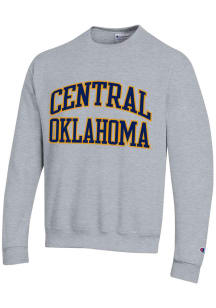 Champion Central Oklahoma Bronchos Mens Grey Twill Powerblend Long Sleeve Crew Sweatshirt