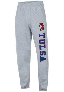 Mens Tulsa Golden Hurricane Grey Champion Closed Bottom Sweatpants