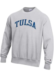 Champion Tulsa Golden Hurricane Mens Grey Reverse Weave Long Sleeve Crew Sweatshirt