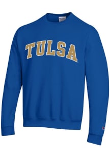 Champion Tulsa Golden Hurricane Mens Blue Twill Powerblend Long Sleeve Crew Sweatshirt