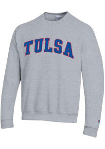 Champion Tulsa Golden Hurricane Mens Grey Twill Powerblend Long Sleeve Crew Sweatshirt