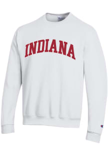 Mens Indiana Hoosiers White Champion Powerblend Twill Crew Sweatshirt