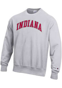 Champion Indiana Hoosiers Mens Grey Reverse Weave Long Sleeve Crew Sweatshirt