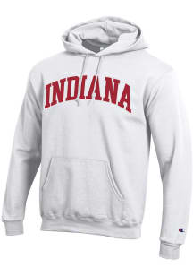 Mens Indiana Hoosiers White Champion Arch Twill Hooded Sweatshirt