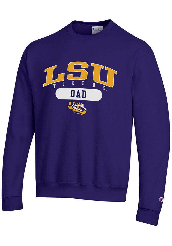 Champion LSU Tigers Mens Purple Dad Pill Long Sleeve Crew Sweatshirt