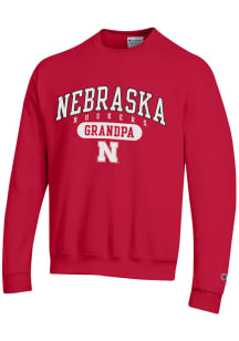 Mens Nebraska Cornhuskers Red Champion Grandpa Pill Crew Sweatshirt