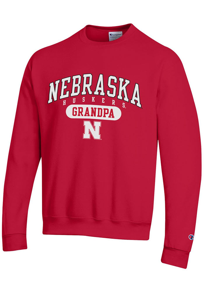 Champion Nebraska Cornhuskers Mens Red Grandpa Pill Long Sleeve Crew Sweatshirt