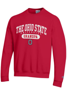 Mens Ohio State Buckeyes Red Champion Grandpa Pill Crew Sweatshirt