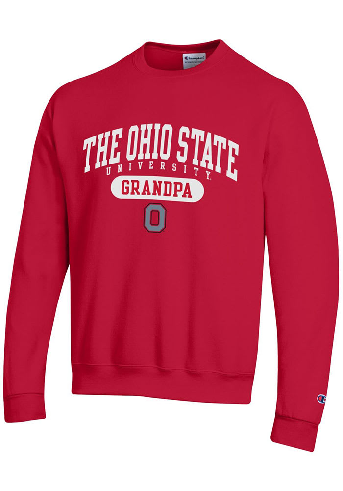 Champion Ohio State Buckeyes Mens Red Grandpa Pill Long Sleeve Crew Sweatshirt