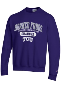 Champion TCU Horned Frogs Mens Purple Grandpa Pill Long Sleeve Crew Sweatshirt